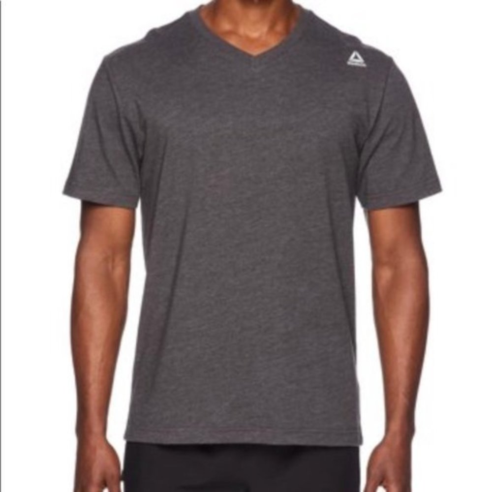 Reebok Men's Performance Gray V-Neck Tee Shirt